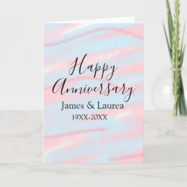 Happy anniversary wedding name date year pastel  kaart