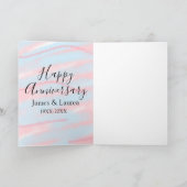 Happy anniversary wedding name date year pastel  kaart (Binnen)