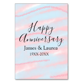 Happy anniversary wedding name date year pastel  kaart