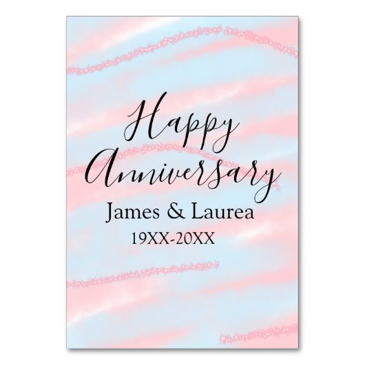 Happy anniversary wedding name date year pastel  kaart (Voorkant)