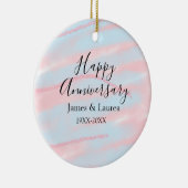 Happy anniversary wedding name date year pastel  keramisch ornament (Rechts)