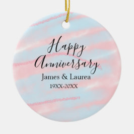 Happy anniversary wedding name date year pastel  keramisch ornament