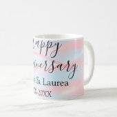 Happy anniversary wedding name date year pastel koffiemok (Voorkant rechts)