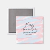 Happy anniversary wedding name date year pastel  magneet (Voorkant / Achterkant)