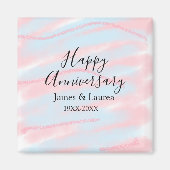 Happy anniversary wedding name date year pastel  magneet (Voorkant)