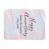 Happy anniversary wedding name date year pastel  magneet (Horizontaal)