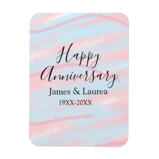 Happy anniversary wedding name date year pastel  magneet