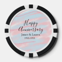 Happy anniversary wedding name date year pastel 