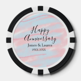 Happy anniversary wedding name date year pastel  poker chips