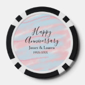 Happy anniversary wedding name date year pastel poker chips (Achterkant)
