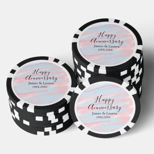 Happy anniversary wedding name date year pastel  poker chips (Opstapeling)