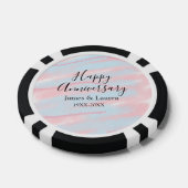 Happy anniversary wedding name date year pastel poker chips (Enkel)