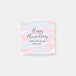 Happy anniversary wedding name date year pastel  post-it® notes