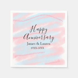 Happy anniversary wedding name date year pastel  servet