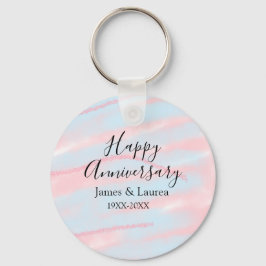 Happy anniversary wedding name date year pastel  sleutelhanger