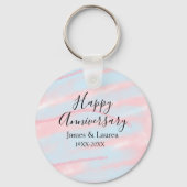 Happy anniversary wedding name date year pastel  sleutelhanger (Achterkant)