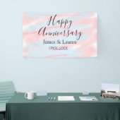 Happy anniversary wedding name date year pastel  spandoek (Beurs)