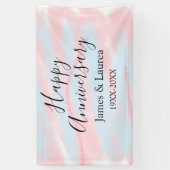 Happy anniversary wedding name date year pastel  spandoek (Verticaal)