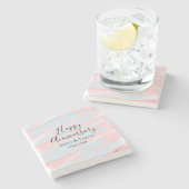 Happy anniversary wedding name date year pastel stenen onderzetter (Zijkant)