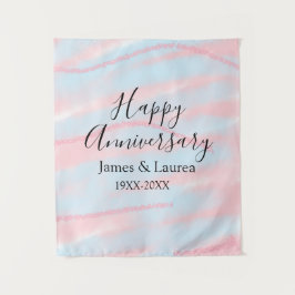 Happy anniversary wedding name date year pastel  wandkleed
