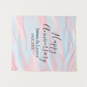 Happy anniversary wedding name date year pastel  wandkleed (Voorkant (horizontaal))