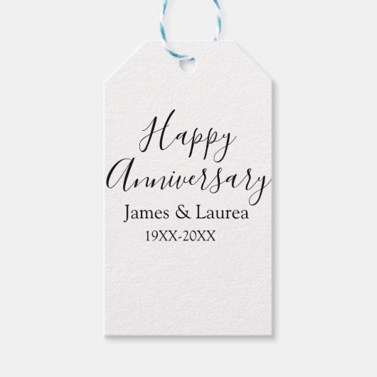 Happy anniversary wedding name date year simple mi cadeaulabel (Voorkant)