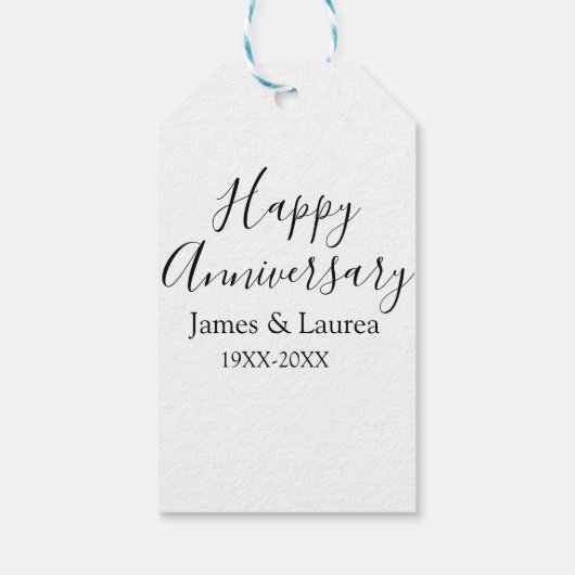 Happy anniversary wedding name date year simple mi cadeaulabel (Achterkant)
