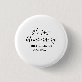 Happy anniversary wedding name date year simple mi ronde button 3,2 cm