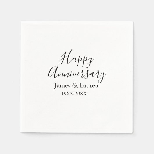Happy anniversary wedding name date year simple mi servet (Voorkant)