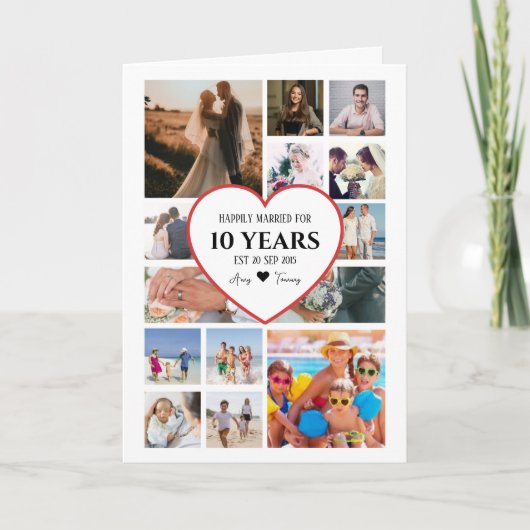 Happy Anniversary With Heart In Centre Photo Kaart (Voorkant)
