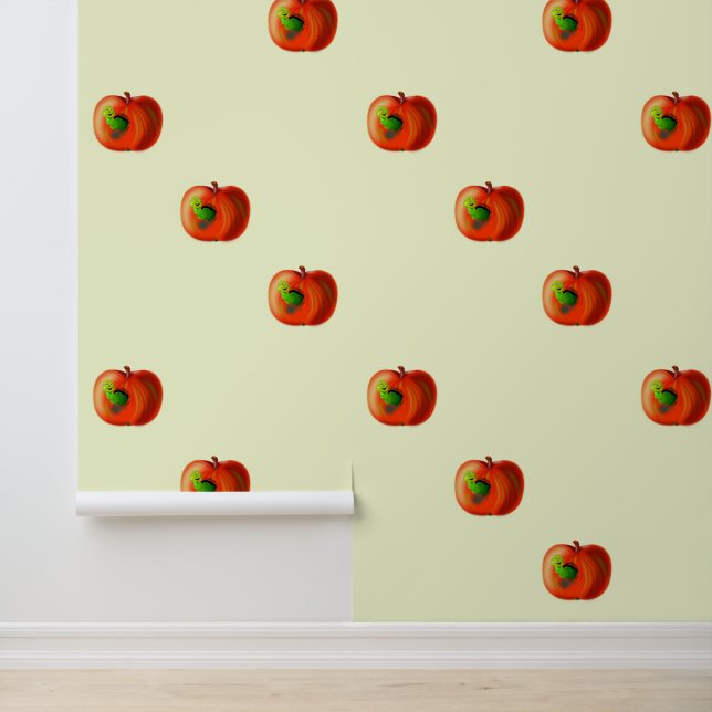 Happy Apple Worm Grappig Behang (Applicatie)
