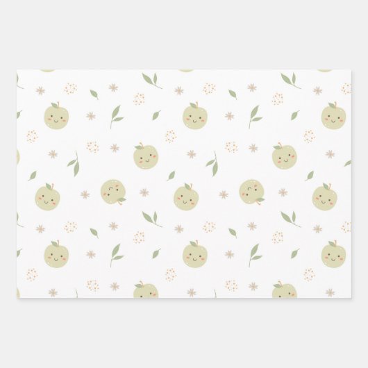 Happy Apples Patroon - Inpakpapier Set Vel (Voorkant)