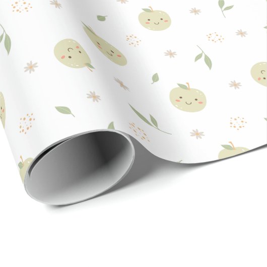 Happy Apples Patroon - Wrapping Paper Roll Cadeaupapier (Rol Hoek)