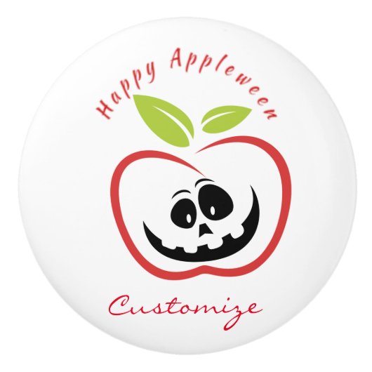 Happy Appleween Jack O'lantern Thunder_Cove Keramische Knop (Voorkant)