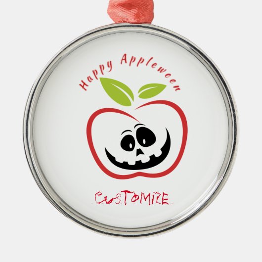 Happy Appleween Jack O'lantern Thunder_Cove Metalen Ornament (Voorkant)