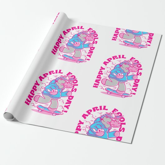 happy April Fools Day unicorn grappig Cadeaupapier (Uitgerold)