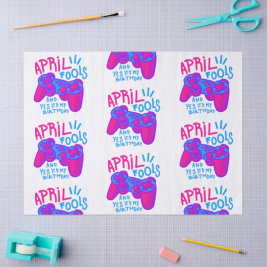 Happy April Fools Day verjaardagsgamer Tissuepapier (Craft)