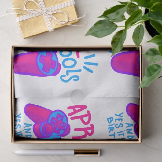 Happy April Fools Day verjaardagsgamer Tissuepapier (Geschenk)