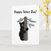 Happy Arbor Day Cute Black Beer Hugger Kaart (Gele Bloem)