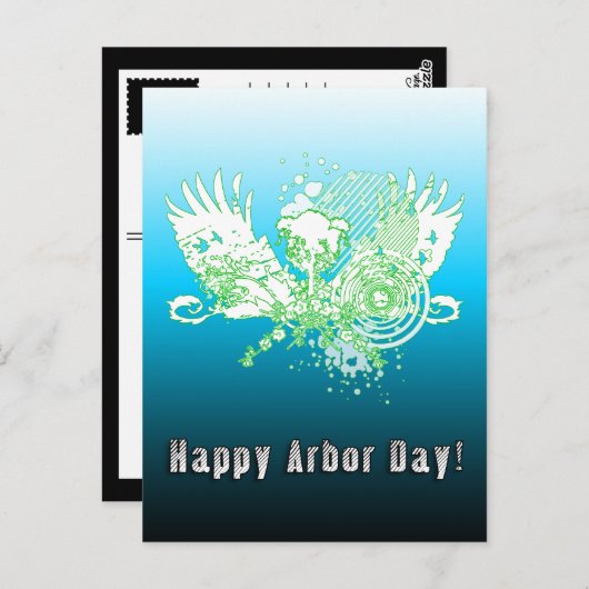 Happy Arbor Day hi-fi tree Briefkaart (Voorkant / Achterkant)