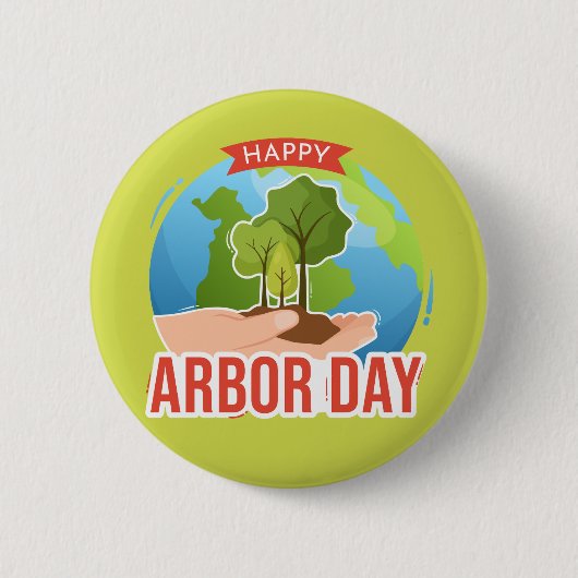 Happy Arbor Day Ronde Button 5,7 Cm (Voorkant)