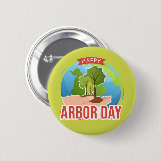 Happy Arbor Day Ronde Button 5,7 Cm (Voorkant /achterkant)
