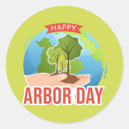 Happy Arbor Day Ronde Sticker