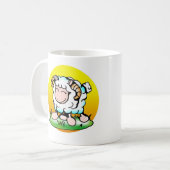 Happy Aries Ram Cartoon op Grass Koffiemok (Voorkant links)
