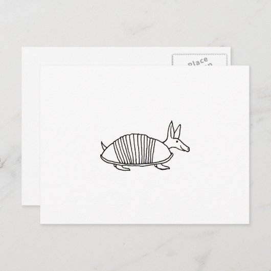 Happy Armadillo unieke whimsical line tekenkunst Briefkaart (Voorkant / Achterkant)
