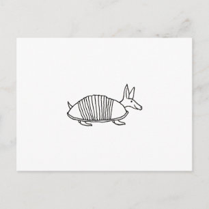 Happy Armadillo unieke whimsical line tekenkunst Briefkaart