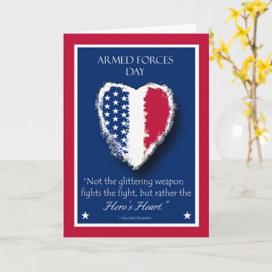 Happy Armed Forces Day, het hart van de patriottis Kaart (Gele Bloem)