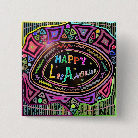 Happy Art: Button "Happy Los Angeles" (Voorkant)