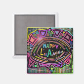 Happy Art: "Happy Los Angeles" Magnet (Voorkant / Achterkant)