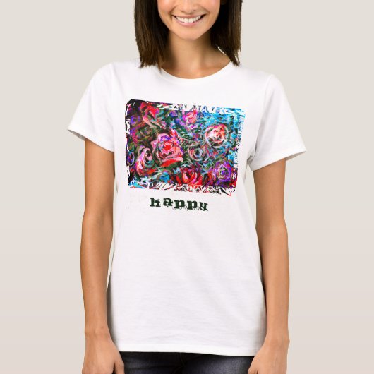 HAPPY art schilderen met semi-abstracte rozen T-shirt (Voorkant)